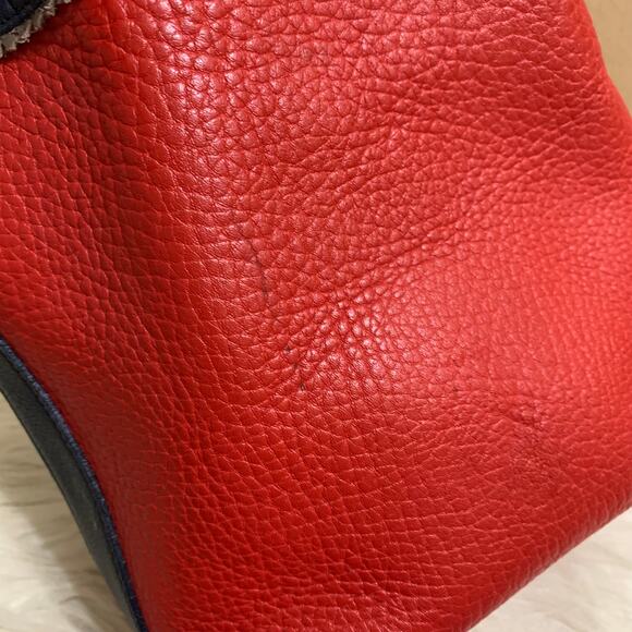 DOONEY and BOURKE Vintage Red & Blue All Weather Leather TETON Drawstring Bucket - Picture 7 of 16